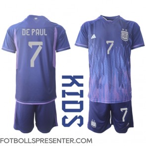 Argentina Rodrigo de Paul #7 Bortatröja Barn VM 2022 Kortärmad (+ korta byxor)
